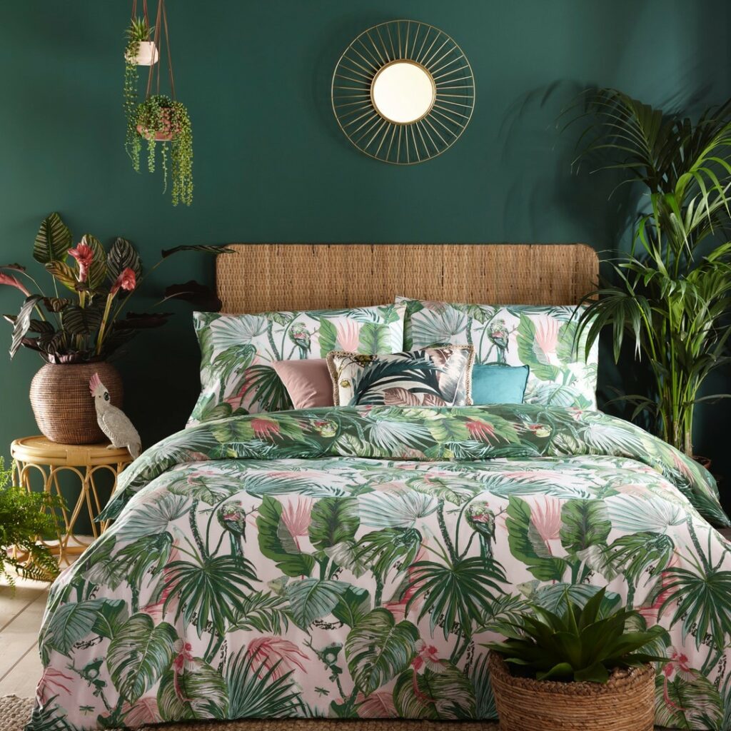 how to make your bedroom feel tropical for summer